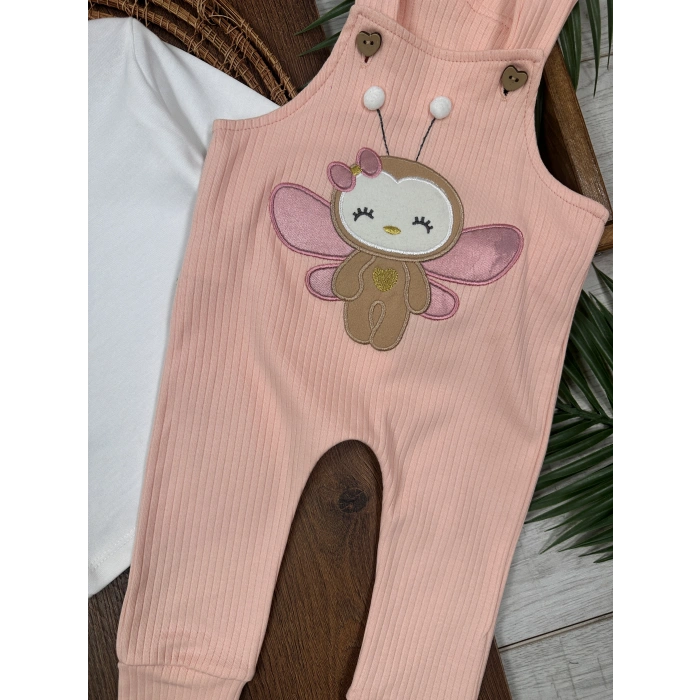 Pembe Renk Kız Bebek & Çocuk Pamuklu 2 Parça Tulum