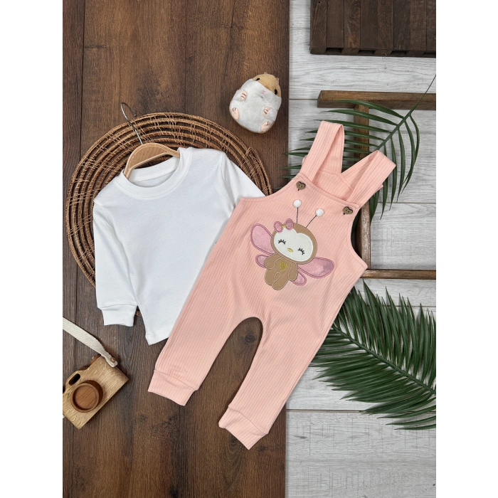 Pembe Renk Kız Bebek & Çocuk Pamuklu 2 Parça Tulum