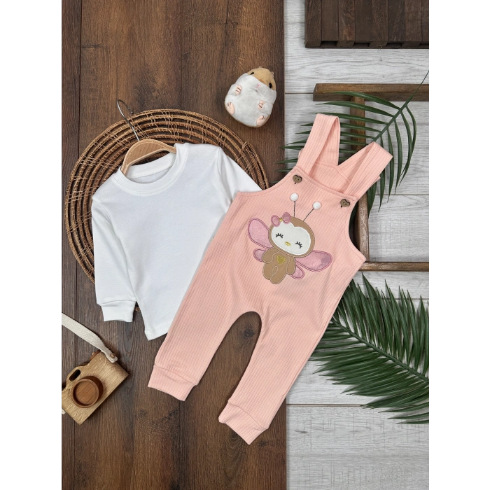 Pembe Renk Kız Bebek & Çocuk Pamuklu 2 Parça Tulum