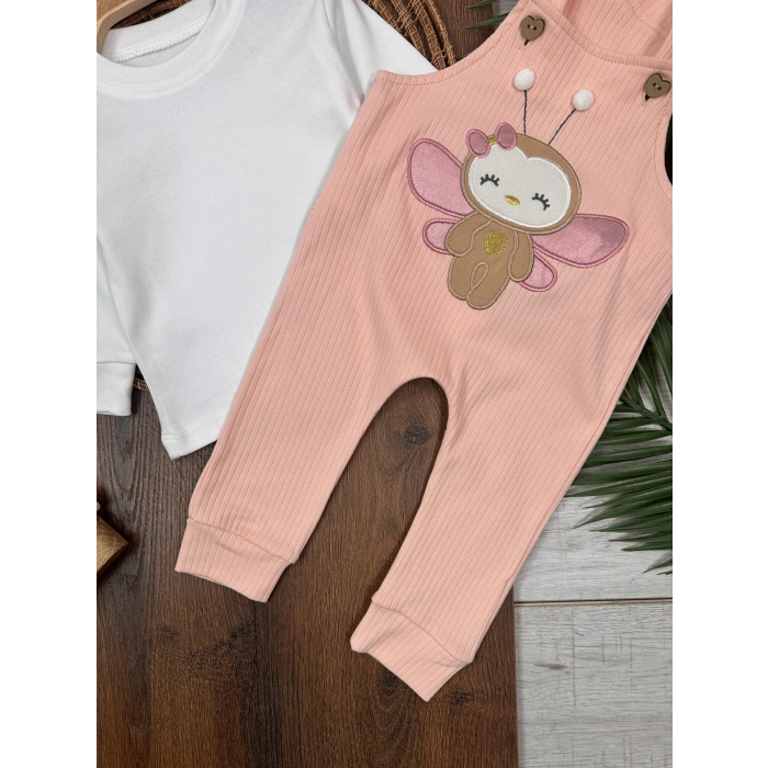 Pembe Renk Kız Bebek & Çocuk Pamuklu 2 Parça Tulum