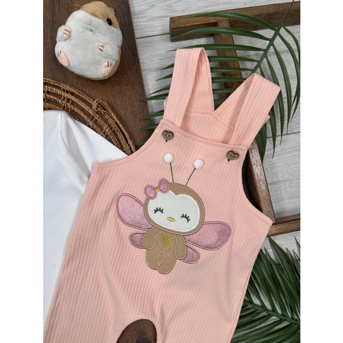 Pembe Renk Kız Bebek & Çocuk Pamuklu 2 Parça Tulum