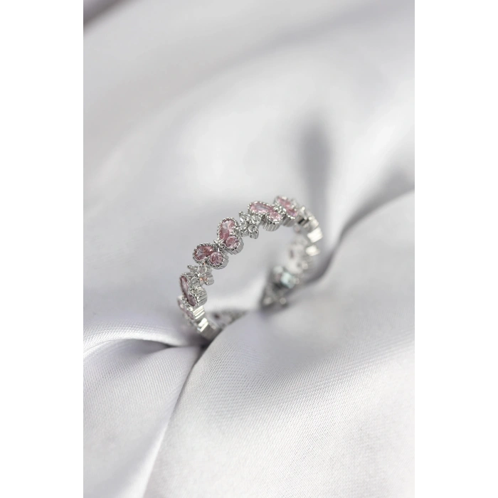 Pembe Zirkon Taşlı Kelebek Model Kadın Yüzük - TJ-BYK3951