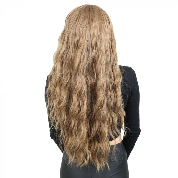Perçemli Uzun Su Dalgası Fiber Sentetik Peruk- Bebek Kumralı