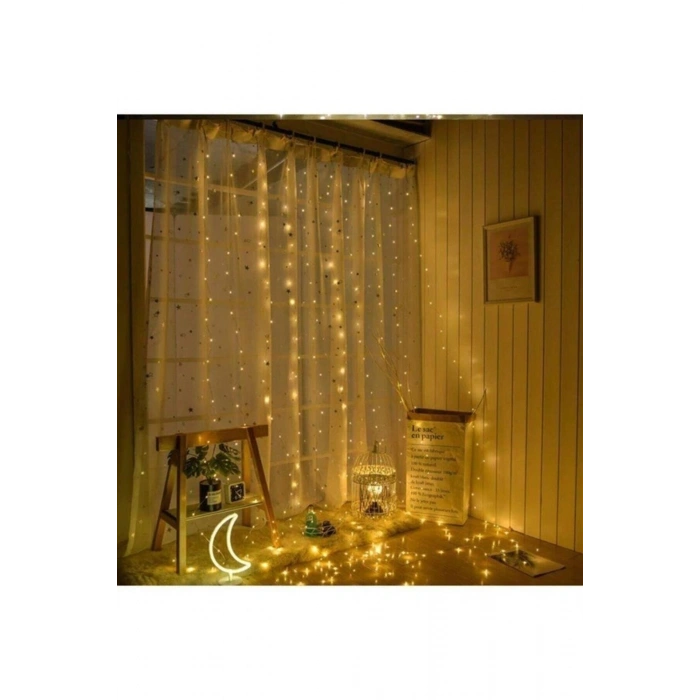 Perde Led 10 Sarkıtlı USB li  3 Metre Kumandalı 8 Modlu (3 mt X 3 mt ) Peri Led