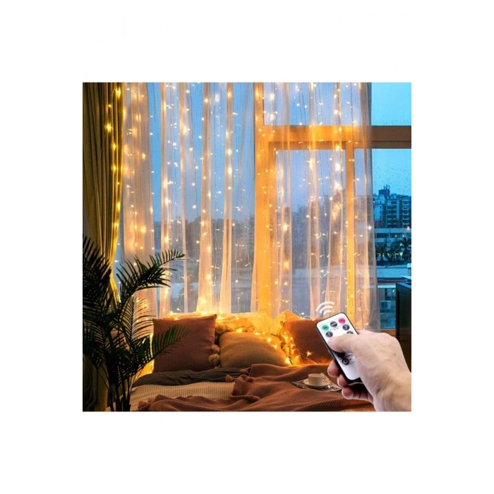 Perde Led  2 Metre Kumandalı 8 Ayrı Moda Sahip ( 2 mt X 2 mt ) Perde Led Peri Led Usb
