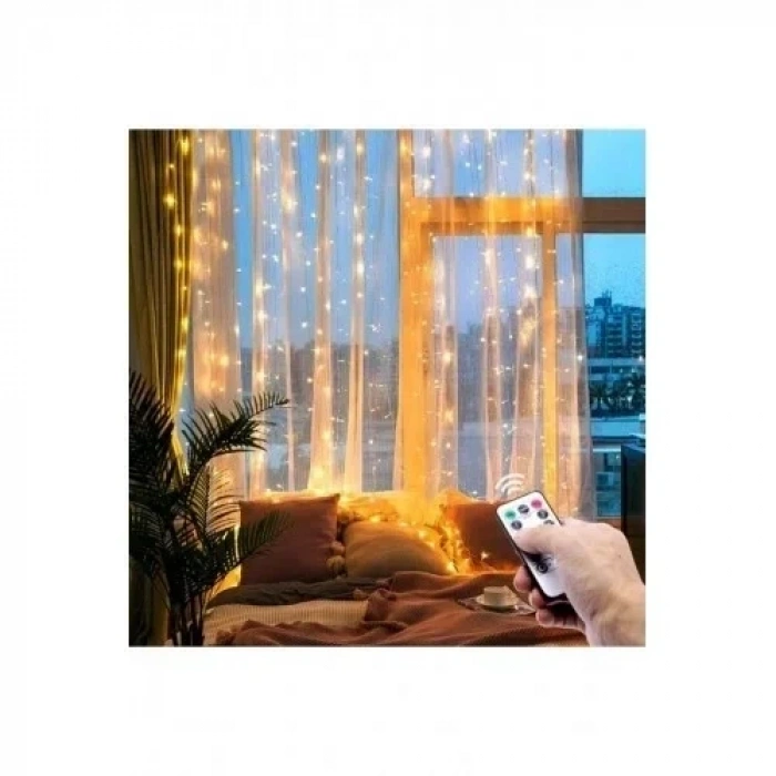 Perde Led 2 Metre Kumandalı 8 Ayrı Moda Sahip ( 2 mt X 2 mt ) Perde Led Peri Led Usb