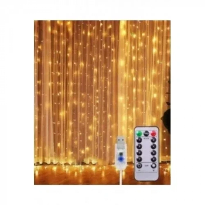 Perde Led 3 Metre Kumandalı 8 Ayrı Moda Sahip 3mx3m ( 3 mt X 3 mt ) Perde Led Peri Led Usb
