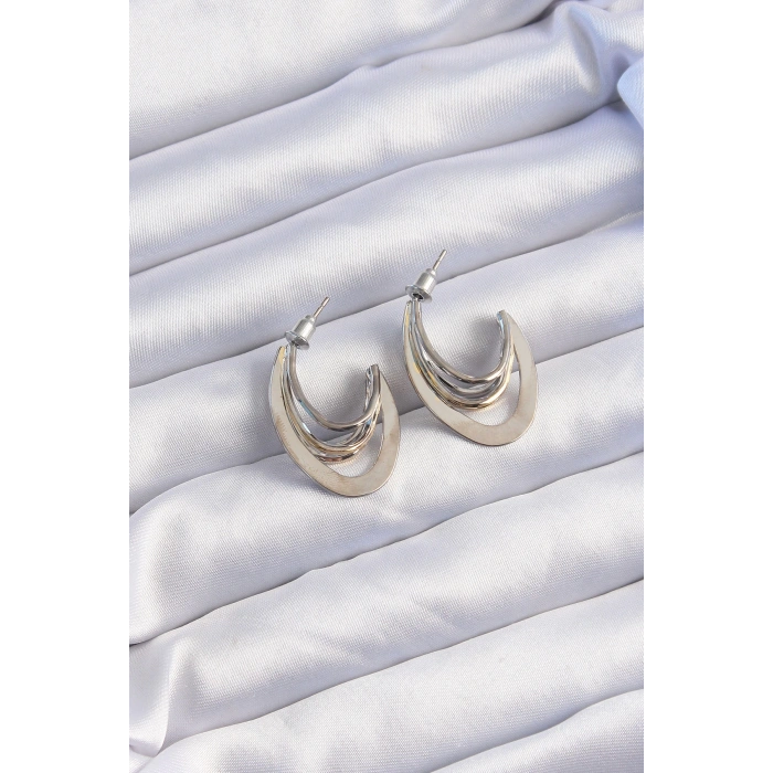 Pirinç Gold Gümüş Renkli Düz Plaka Halka Küpe - TJ-BKP9229