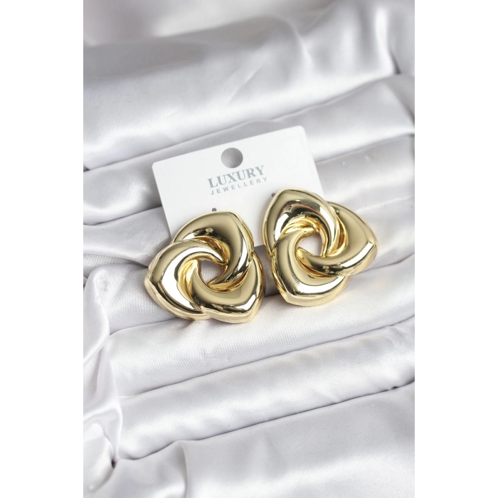Pirinç Gold Renk Geometrik Vintage Kadın Küpe - TJ-BKP11437