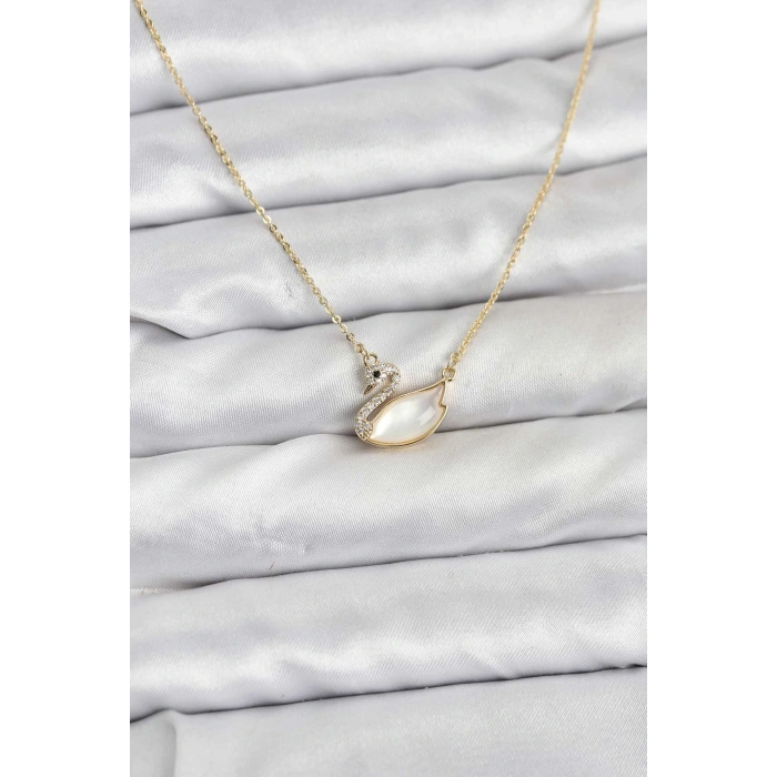 Pirinç Gold Renk Kuğu Model Kadın Kolye - TJ-BKO10798