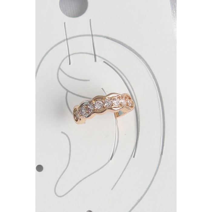 Pirinç Gold Renk Zirkon Taşlı Kadın Kıkırdak Küpe - TJ-BKP10571