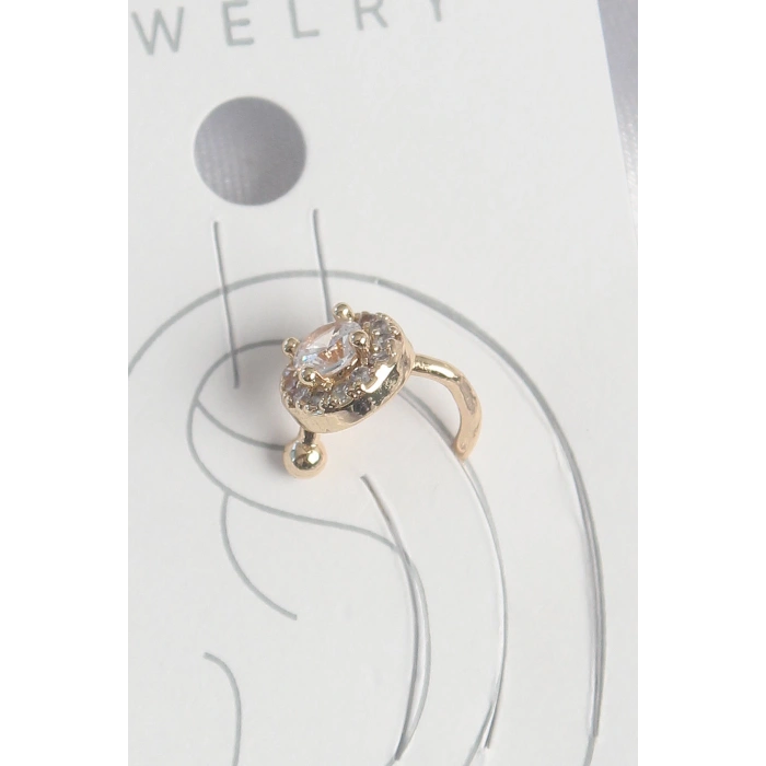 Pirinç Gold Renk Zirkon Taşlı Kadın Kıkırdak Küpe - TJ-BKP10573