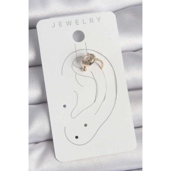 Pirinç Gold Renk Zirkon Taşlı Kadın Kıkırdak Küpe - TJ-BKP10573