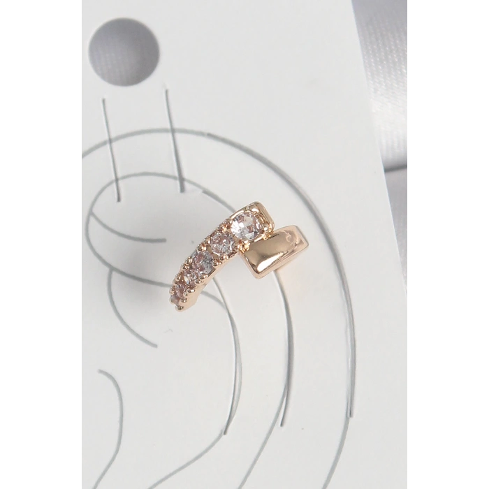 Pirinç Gold Renk Zirkon Taşlı Kadın Kıkırdak Küpe - TJ-BKP10574