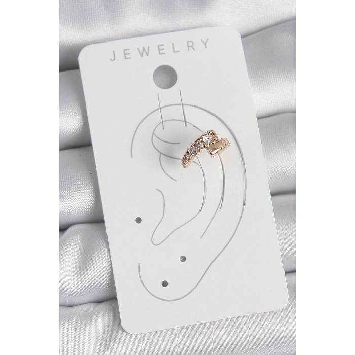 Pirinç Gold Renk Zirkon Taşlı Kadın Kıkırdak Küpe - TJ-BKP10574