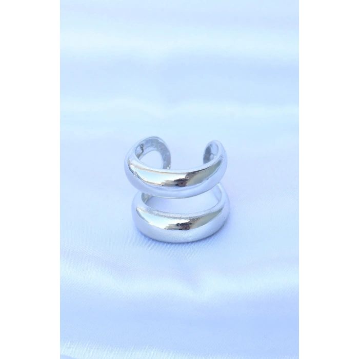 Pirinç Gümüş Renk Ayarlanabilir Şerit Yüzük - TJ-BYK3171