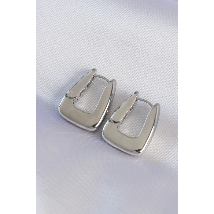 Pirinç Gümüş Renk Kalın Küpe - TJ-BKP8979