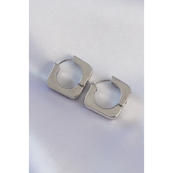 Pirinç Gümüş Renk Kare Küpe - TJ-BKP8987