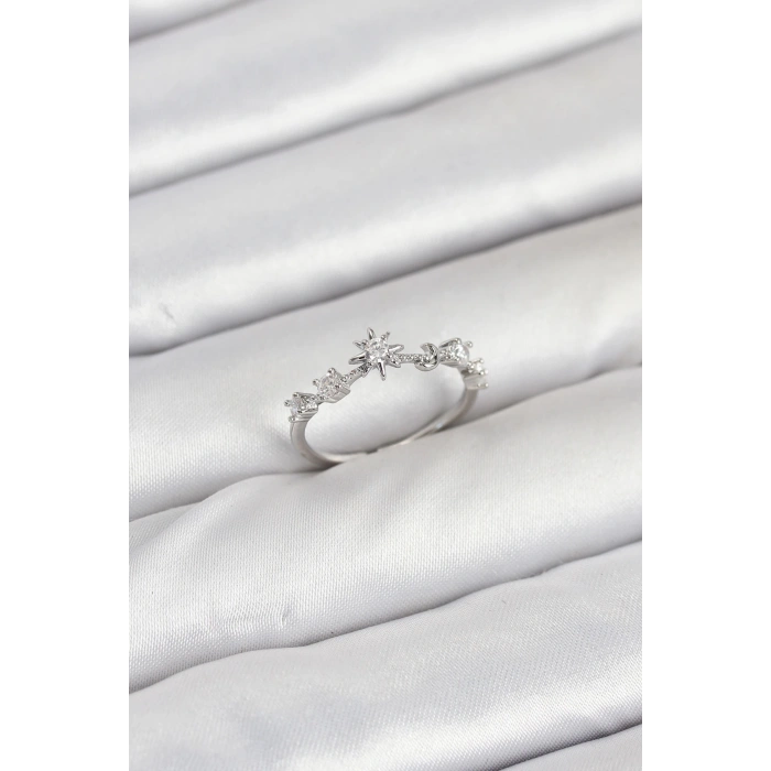 Pirinç Gümüş Renk Manifest Kadın Yüzük - TJ-BYK3891