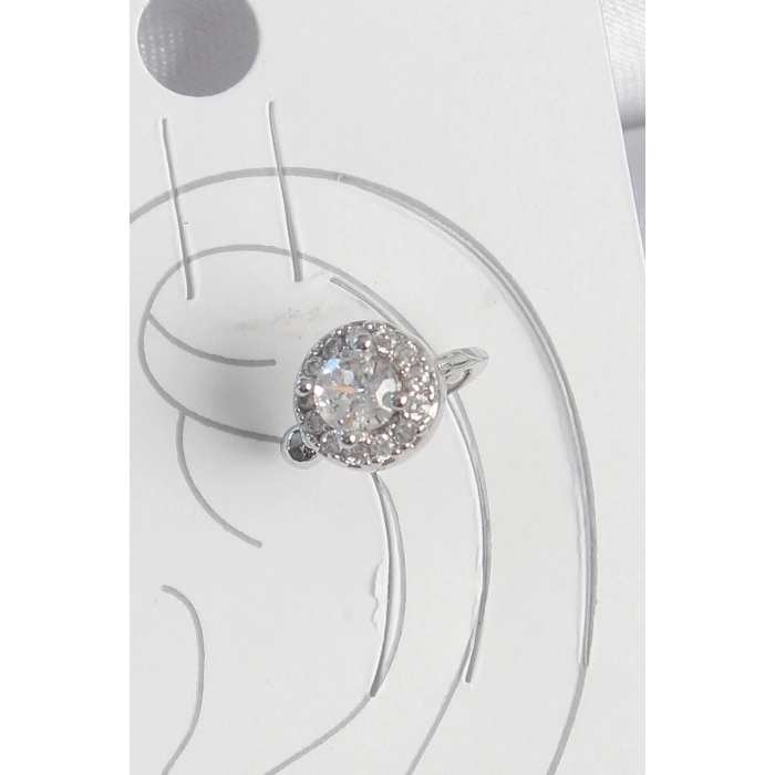 Pirinç Gümüş Renk Zirkon Taşlı Kadın Kıkırdak Model Küpe - TJ-BKP10559