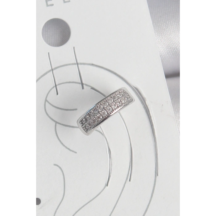 Pirinç Gümüş Renk Zirkon Taşlı Kıkırdak Model Kadın Küpe - TJ-BKP10552