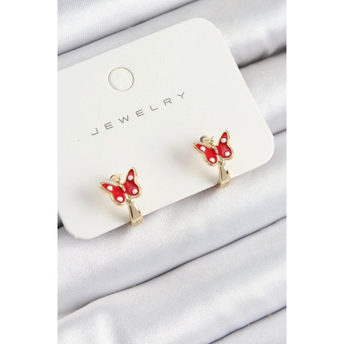 Pirinç Kelebek Model Gold Renk Çocuk Küpe - TJ-BKP10907