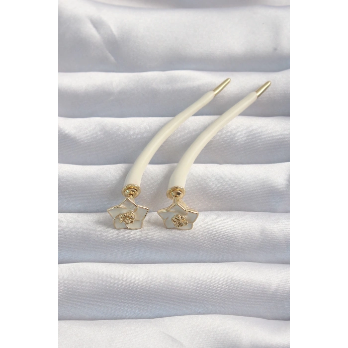 Pirinç Krem Renk Botega Küpe - TJ-BKP9169