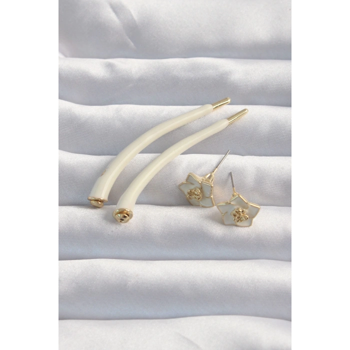 Pirinç Krem Renk Botega Küpe - TJ-BKP9169