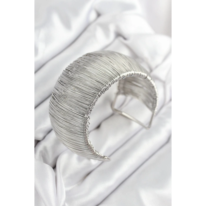 Pirinç Tel Sarma Model Gümüş Renk Kadın Bileklilk - TJ-BB7894