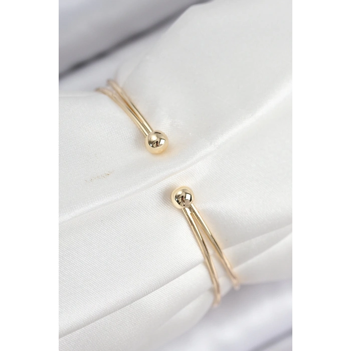 Pirinç Zirkon Taşlı Baget Model Gold Renk Kadın Bileklik - TJ-BB7863