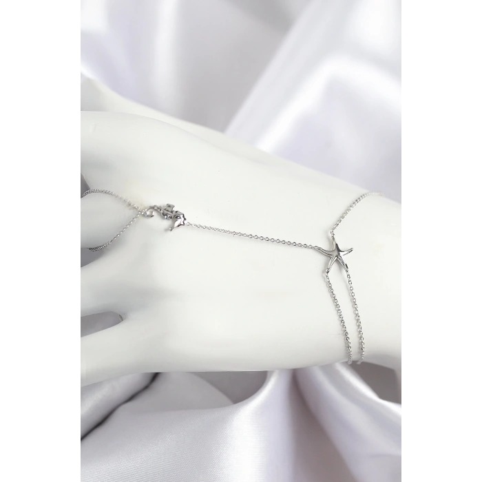 Pirinç Zirkon Taşlı Deniz Atı Ve Yıldız Model Gümüş Renk Şahmeran - TJ-SN712