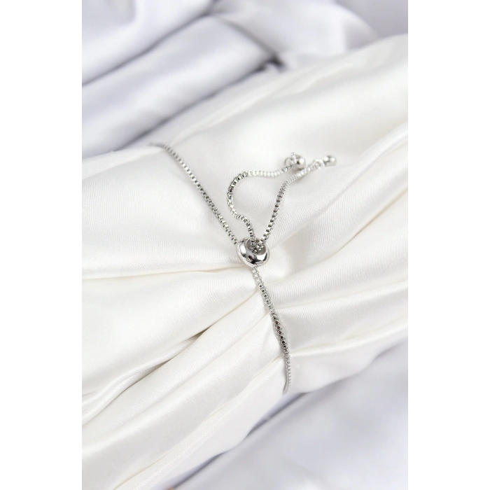 Pirinç Zirkon Taşlı Kar Tanesi Model Gümüş Renk Asansörlü Kadın Bileklik - TJ-BB7722