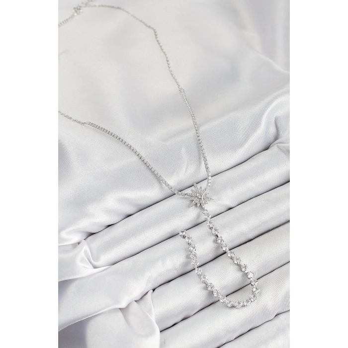 Pirinç Zirkon Taşlı Kutup Yıldızı Model Gold Renk Y Kolye - TJ-BKO10449