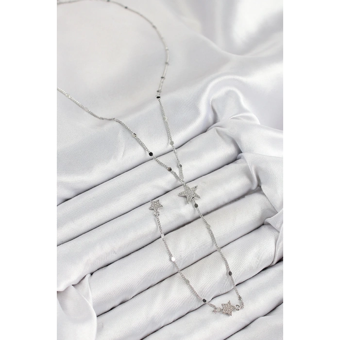 Pirinç Zirkon Taşlı Yıldız Model Gold Renk Y Kolye - TJ-BKO10455