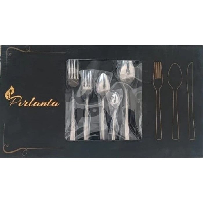 Pırlanta 30 Parça 6 Kişilik Çatal Kaşık Takımı 30 Parça Kutulu Hediyelik Çeyizlik Takım