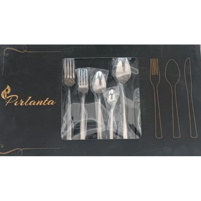 Pırlanta 30 Parça 6 Kişilik Çatal Kaşık Takımı 30 Parça Kutulu Hediyelik Çeyizlik Takım