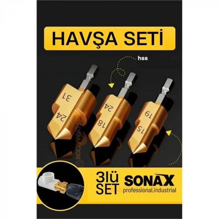 Plastik Boru Kalemtraş Kademeli Boru Açma Pvc Pprc Boru Tamir Delme Genişletme Onarımı İçin 3lü Havşa Seti