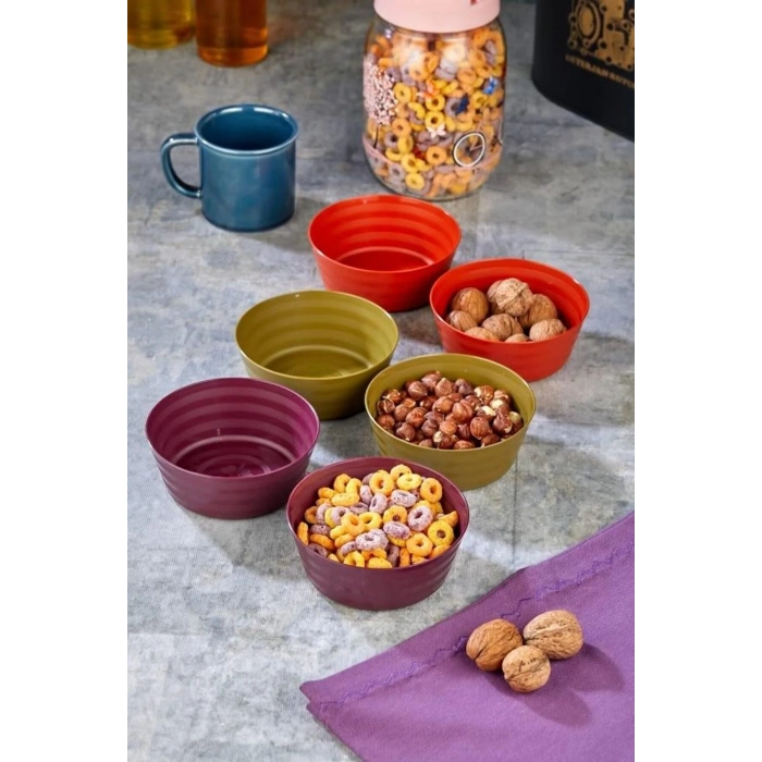 Plastik Çerezlik Sunumluk 6 Lı Kase Yonca Desen -HT-001