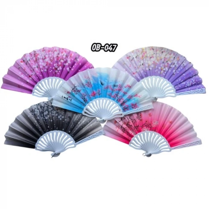 Plastik Kumaş Yelpaze 12 Adet Karışık Renk