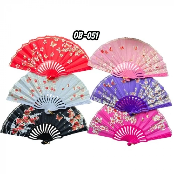 Plastik Kumaş Yelpaze 12li Karışık