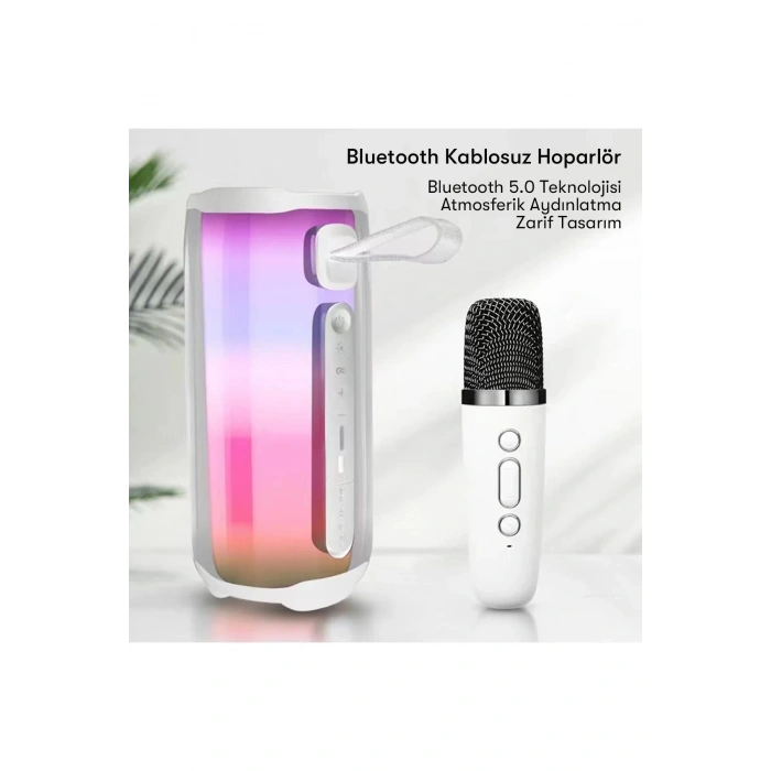 Pluse 5 Mikrofonlu RGB Kablosuz Hoparlör - Siyah