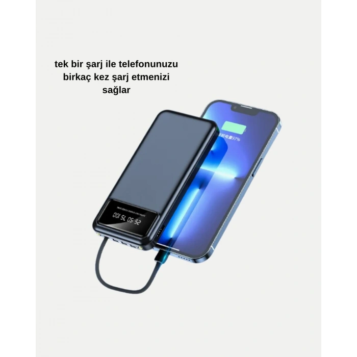 Powerbank 20000 Mah 4 Çıkışlı Hızlı Şarjlı Ve Led Göstergeli