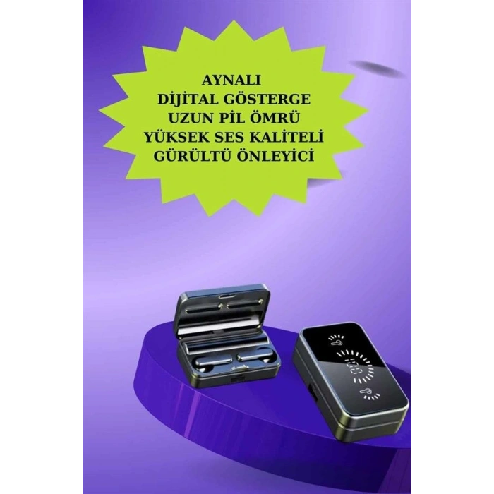 Powerbank Aynalı Bluetooth Kulaklık Ve Akıllı Saat Seti Anc Özelliği Dokunamatik