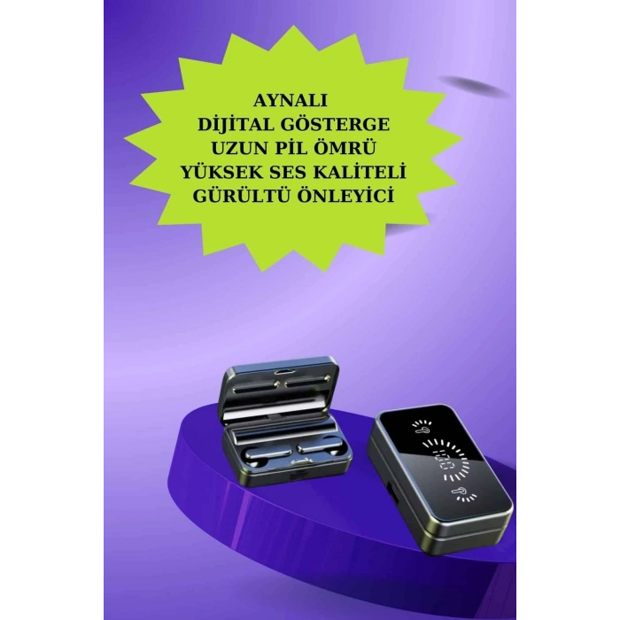 Powerbank Aynalı Bluetooth Kulaklık Ve Akıllı Saat Seti Anc Özelliği Dokunamatik