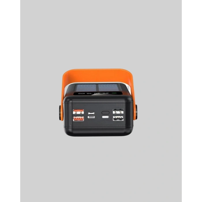 Powerbank Solar Fenerli Çoklu Kablolu Taşınabilir Şarj Aleti