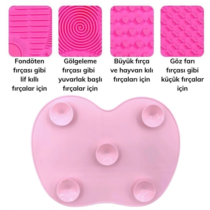 Pratik Kolay Makyaj Fırçası Temizleme Matı Aparatı Aleti Küçük (4887)