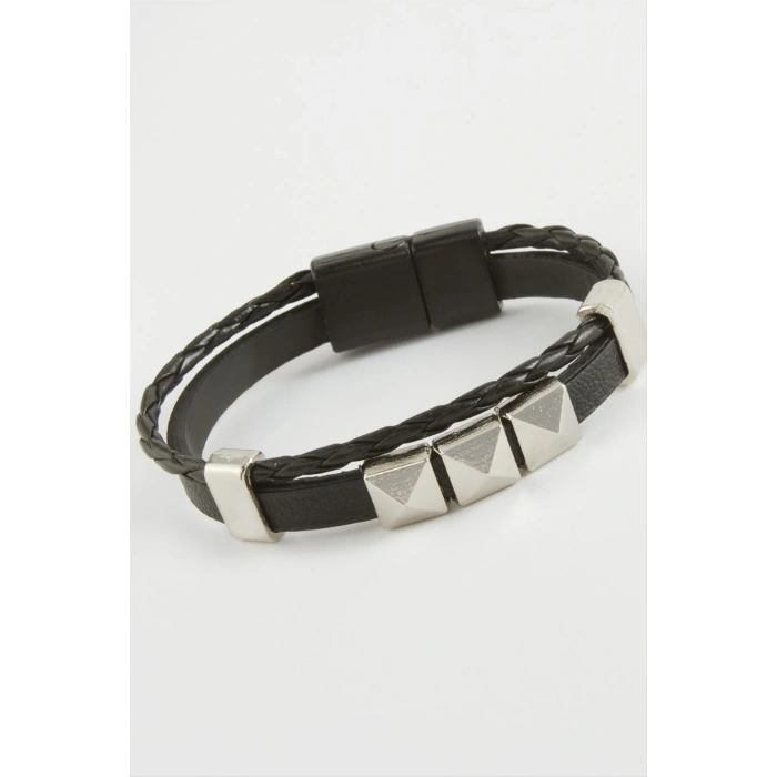 Prizma Kaliteli Mıknatıslı Suni Deri Bileklik