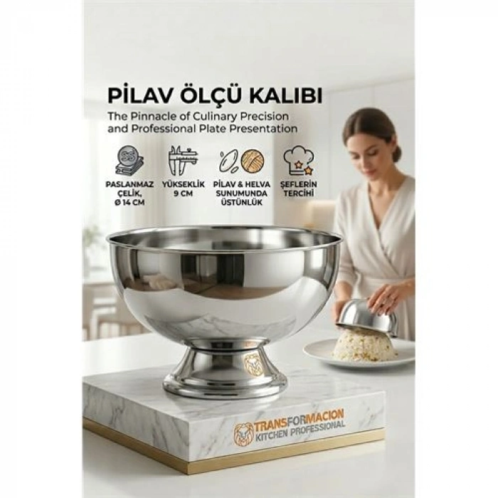 Profesyonel 14 Cm Çapında Pilav Kalıbı - Helva Kalıbı 304 Paslanmaz Çelik  723025
