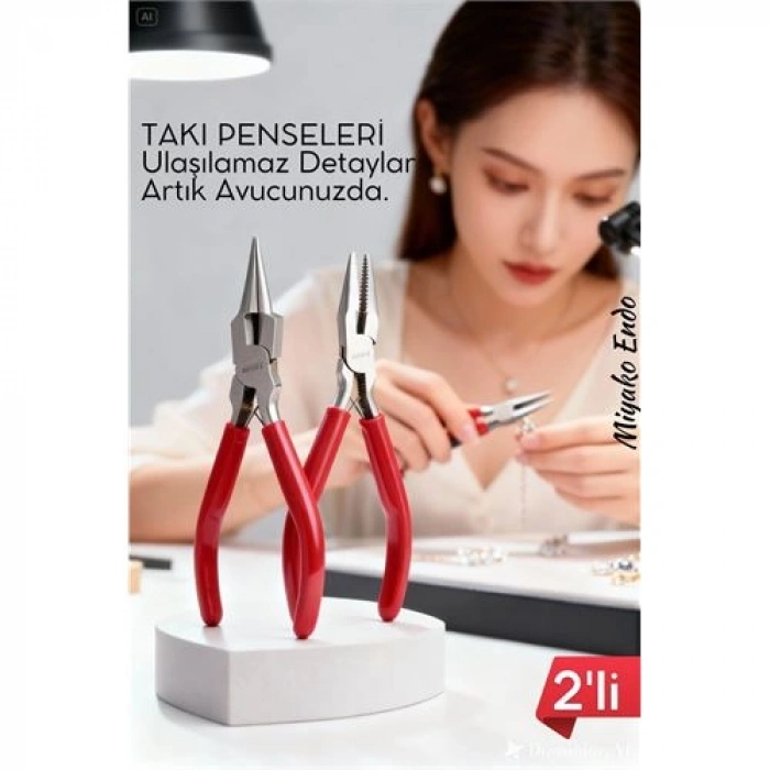 Profesyonel 2li Takı Pense Seti 12 Cm Takı Yapımı İçin Mini Pense Seti