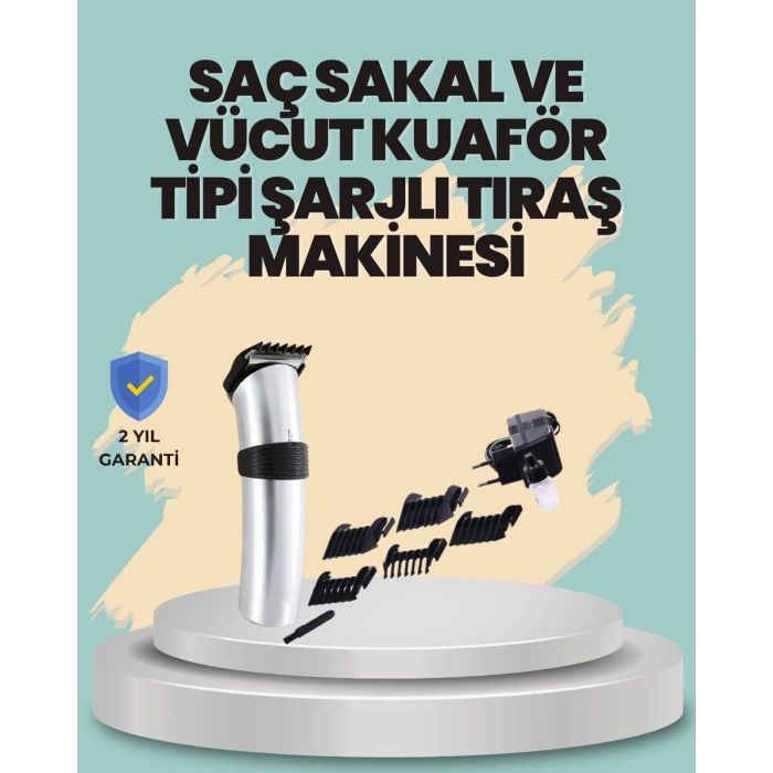 Profesyonel Erkek Tıraş Makinesi – Kablosuz Paslanmaz Bıçaklı Ve Tam Aksesuar